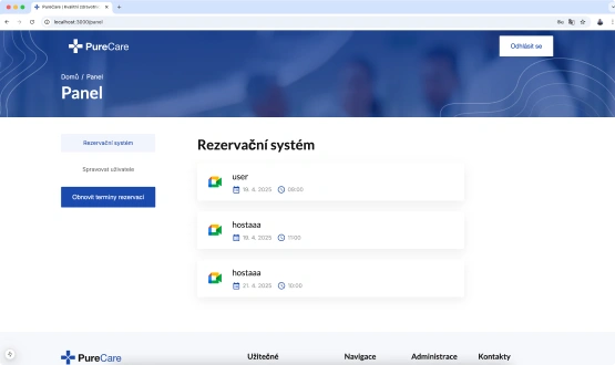 Hotový projekt - administrace rezervačního systému